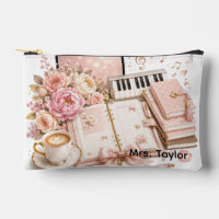 Cosy Piano Coffee Floral Cosmetic Bag editable