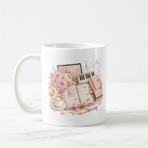 Cosy Piano Coffee Floral Mug editable