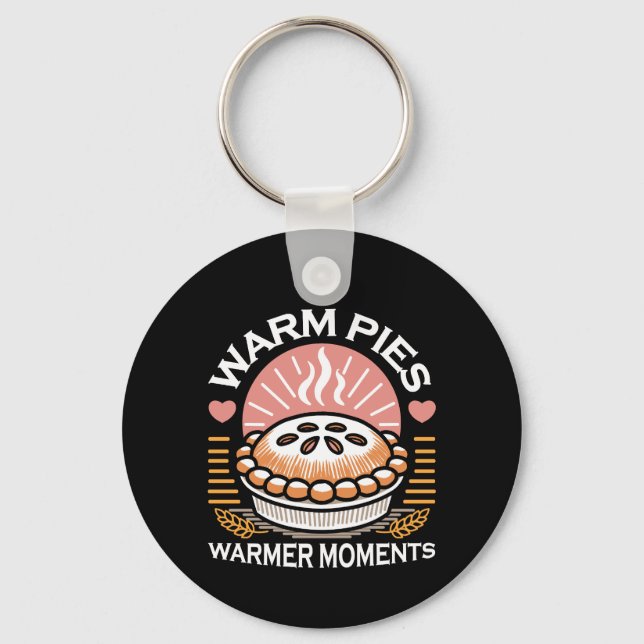 Cosy Pie Illustration: Warm Pies Warmer Moments Key Ring (Front)