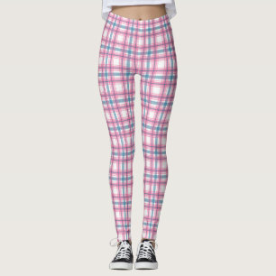 Cosy Pink And Blue Tartan  Leggings