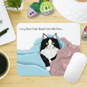 Cosy Pink Blue Whimsical Tuxedo Cat Blankets Mouse Mat