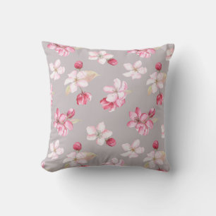 Cosy Pink Cherry Blossom Floral Throw P Cushion
