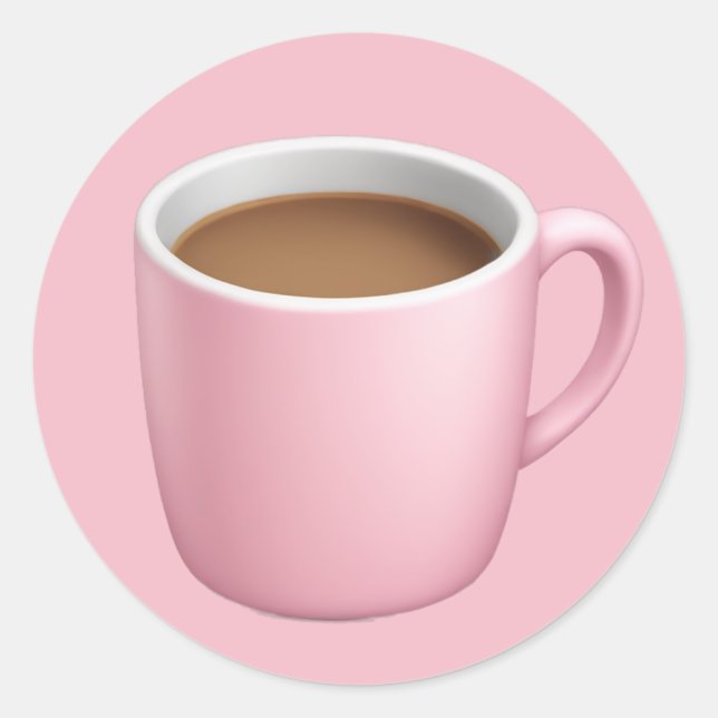 Cosy Pink Coffee Mug Emoji Classic Round Sticker (Front)