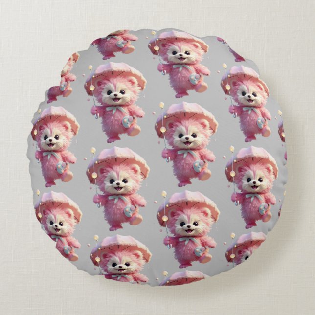 "Cosy Pink Joy" Round Cushion (Front)