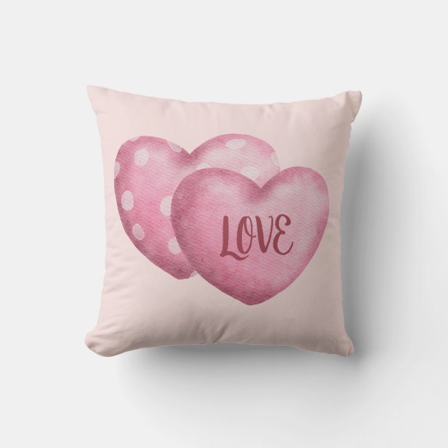 Cosy Pink Love Hearts  Cushion (Front)