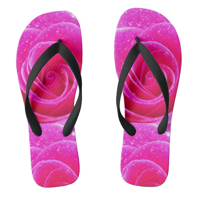 Cosy Pink Plush Slippers Flip Flops (Footbed)