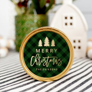 Cosy Plaid   Green and Black Buffalo Plaid Classic Round Sticker
