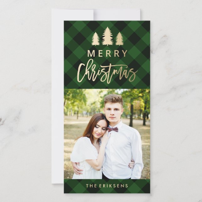 Cosy Plaid | Green Holiday Photo (Front)