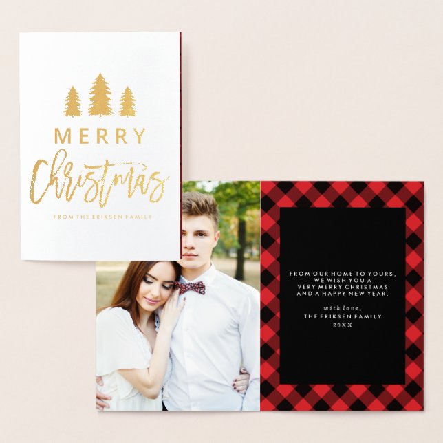 Cosy Plaid in Red | Foil Holiday Photo Card (Display)