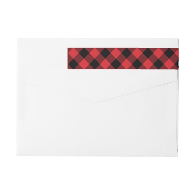 Cosy Plaid | Red and Black Buffalo Plaid Holiday Wrap Around Label (Back)