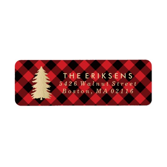Cosy Plaid | Red and Black Buffalo Plaid Return Address Label