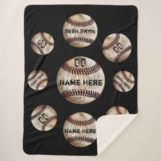 Cosy Plush Sherpa Baseball Blanket, Personalised Sherpa Blanket (Front)