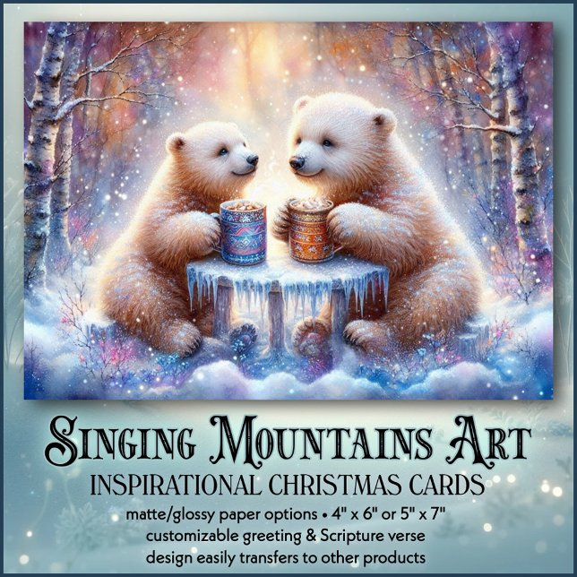 Cosy Polar Bear Cocoa Christian Friends Christmas Holiday Card (Creator Uploaded)