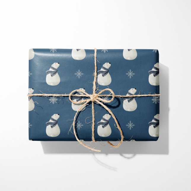 Cosy Polar Bear & Snowflakes Wrapping Paper (Creator Uploaded)