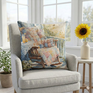 Cosy Porch with Quilt and Lemonade Charm Cushion