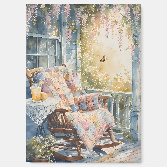 Cosy Porch with Quilt and Lemonade Charm Magnet (Front)