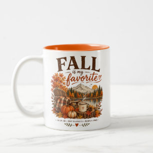 Cosy Pumpkin Mountain Lake Rustic Vintage Two-Tone Coffee Mug