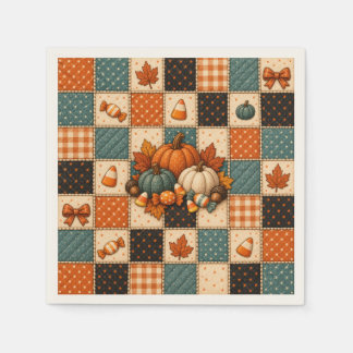 Cosy Pumpkin Patchwork Quilt Halloween Napkins 