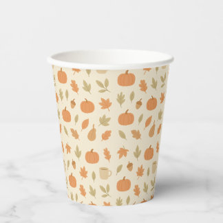 Cosy Pumpkin Spice Autumn Seamless Pattern Paper Cups