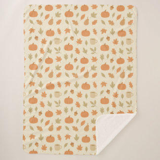Cosy Pumpkin Spice Autumn Seamless Pattern Sherpa Blanket
