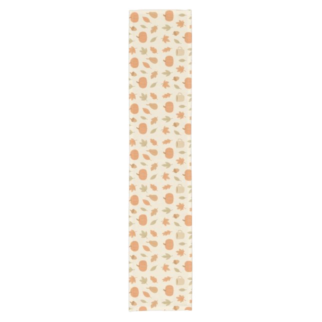 Cosy Pumpkin Spice Autumn Seamless Pattern Short Table Runner (Front)