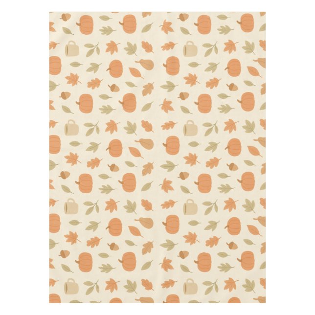 Cosy Pumpkin Spice Autumn Seamless Pattern Tablecloth (Front)
