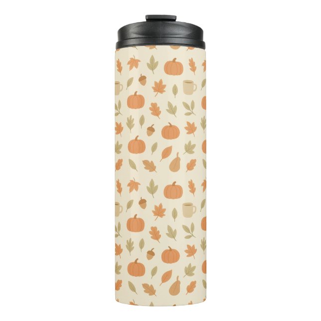 Cosy Pumpkin Spice Autumn Seamless Pattern Thermal Tumbler (Front)
