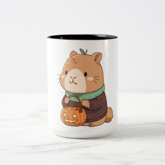 Cosy Pumpkin Sweater Capybara Autumn Leaves Two-Tone Coffee Mug
