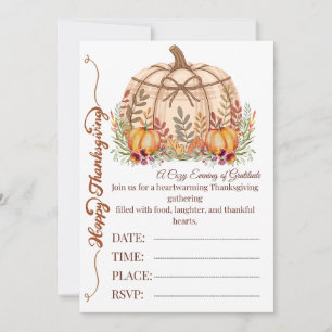 Cosy Pumpkin Thanksgiving Invite Card