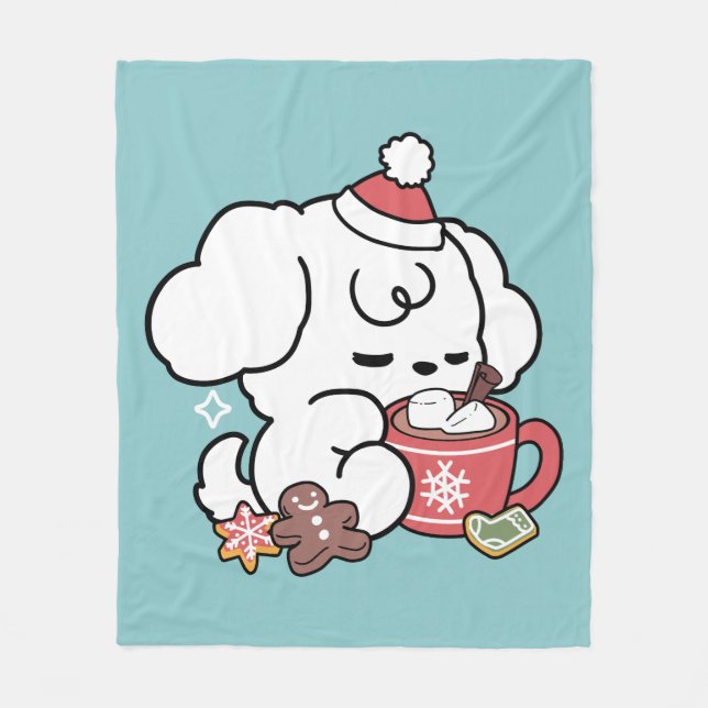 Cosy Puppy Dreams – Hot Chocolate and Christmas Fleece Blanket (Front)