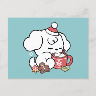Cosy Puppy Dreams – Hot Chocolate and Christmas Holiday Postcard