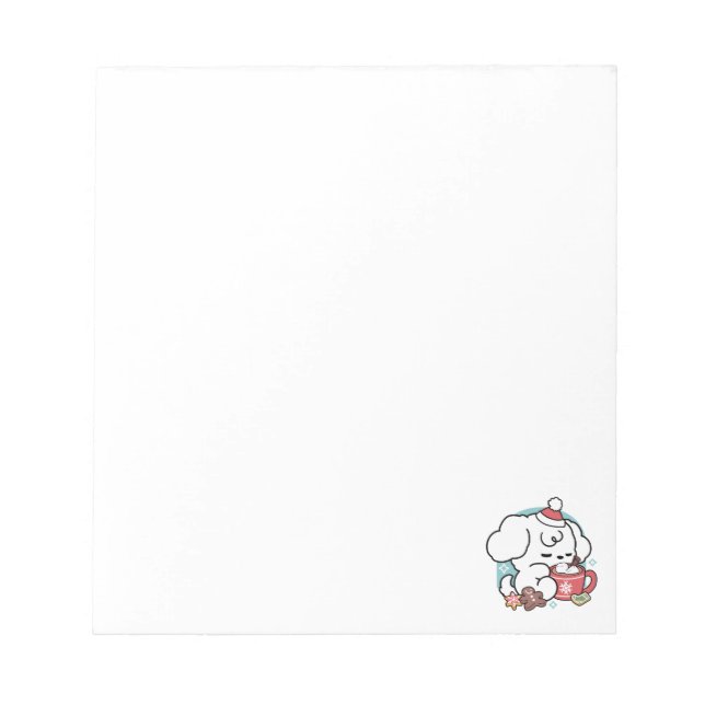 Cosy Puppy Dreams – Hot Chocolate and Christmas Notepad (Front)