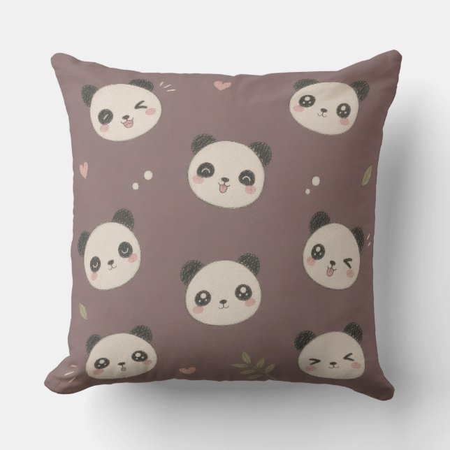 Cosy Purple Panda  Cushion (Front)