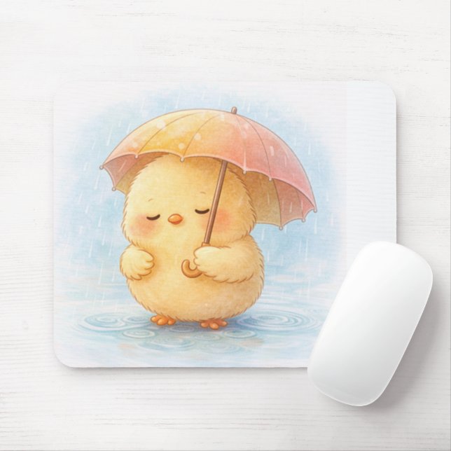 Cosy Rainy Day Alma Chick Cute Mouse Pad (With Mouse)