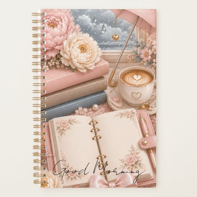 Cosy Rainy Day Floral Planner Editable (Front)