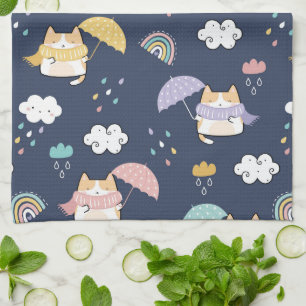 Cosy Rainy Day Pattern Kitchen Towel