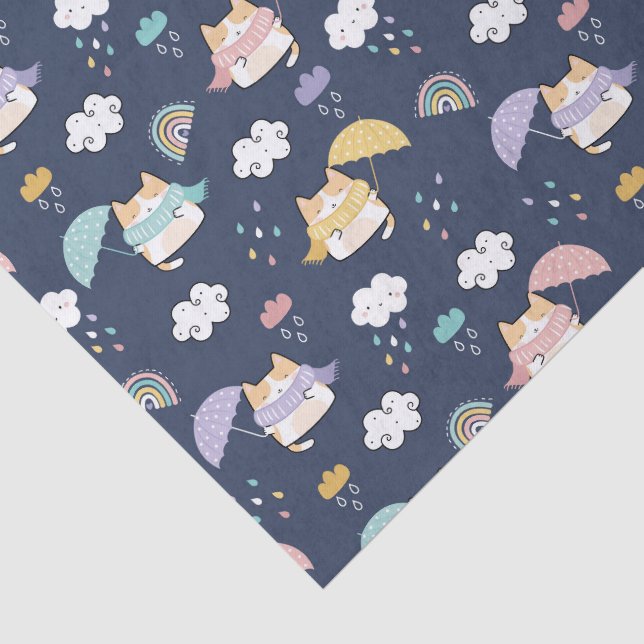 Cosy Rainy Day Pattern Tissue Paper (Detail)