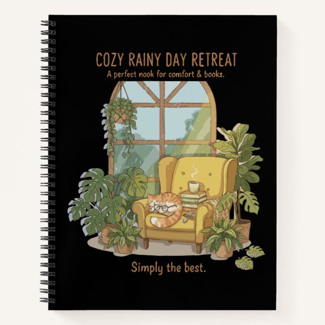 Cosy Rainy Day Retreat | Cute Cat with Books  (Front)