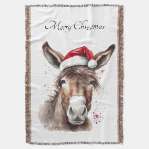 Cosy Ranch Donkey Christmas Home Style Throw Blanket