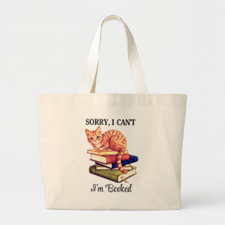 Cosy Reading Cat - I’m Booked Large Tote Bag