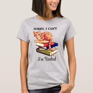 Cosy Reading Cat - I’m Booked T-Shirt