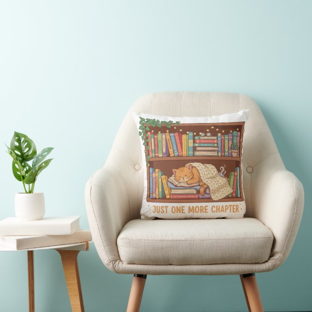 Cosy Reading Cat "Just One More Chapter" Book Love Cushion (Chair)