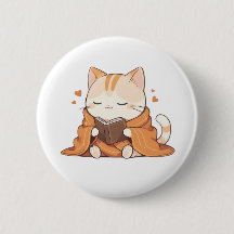 Cosy Reading Cat Kawaii Bookworm Kitten Design