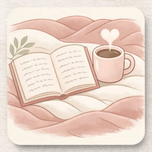 Cosy Reading Moment - Coffee and Book Lover Design Coaster