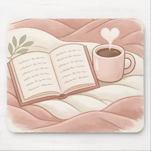Cosy Reading Moment - Coffee and Book Lover Design Mouse Mat