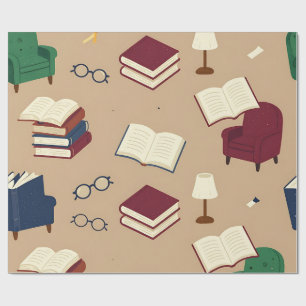 Cosy Reading Nook Books Pattern Wrapping Paper
