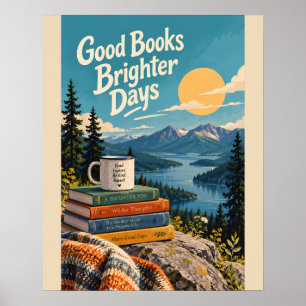 Cosy Reading Nook in Nature Illustrative Art with Poster