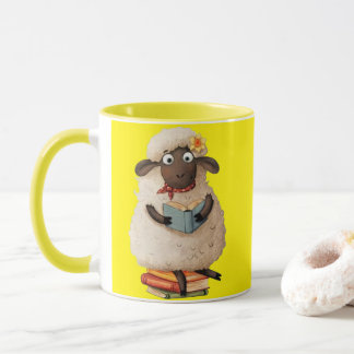 Cosy Reading Sheep – Cute Animal Coffee Mug