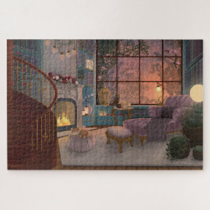 Cosy Reading Sunset Room Jigsaw Puzzle
