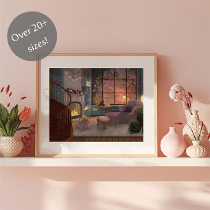 Cosy Reading Sunset Room Poster